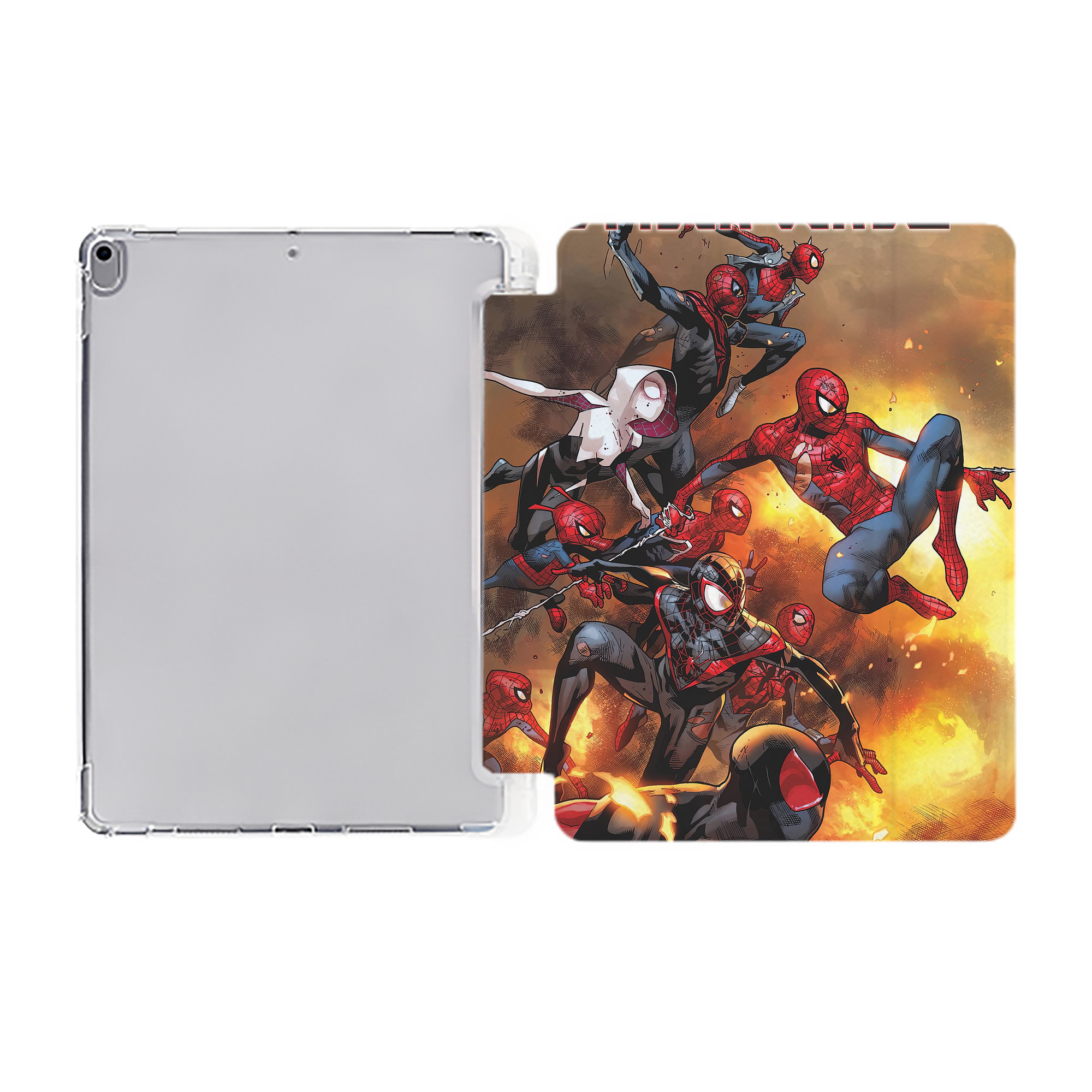 （画像用） Spider Man スパイダーマン IPad ケース ペン収納付き 三つ折りスタンド PUレザー×シリコン 対応機種9.5/10.5/10.9インチ